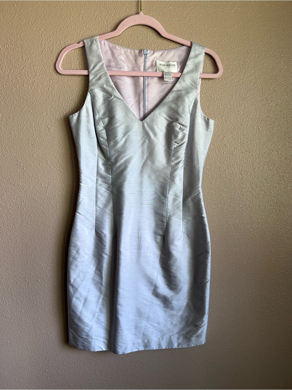Vintage Metallic silver cocktail silk  dress size 4 space age classic y2k